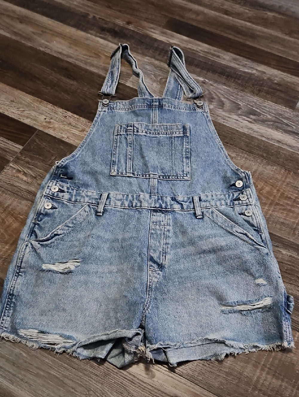 Arizona Jean Company Light Wash Blue Denim Short Overalls
